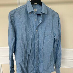J.Crew Crewcuts Boy's Light Blue Long Sleeve Linen Dress Shirt Size 16